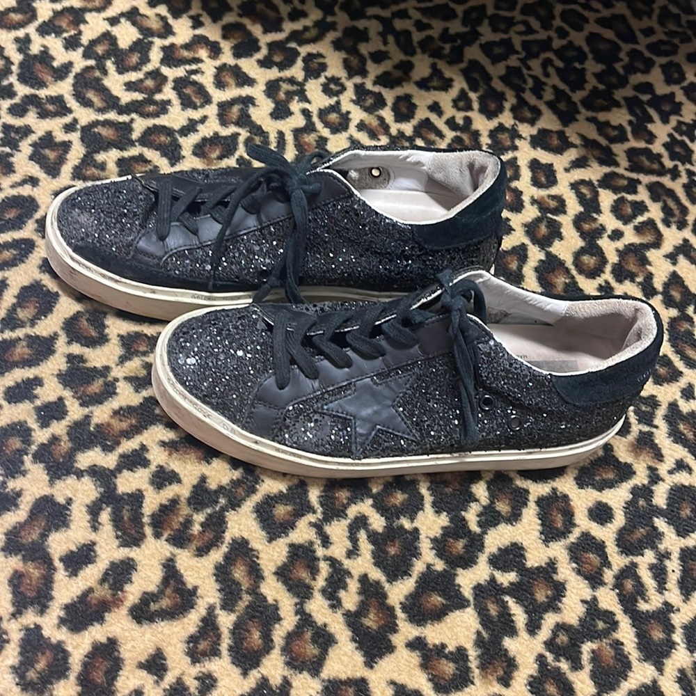 Golden Goose Deluxe Brand,  Sparkly black glitter High Star low tops